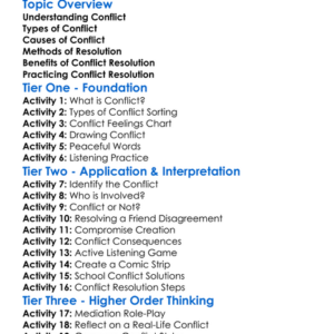 Conflict And Resolution Worksheet Activity Booklet