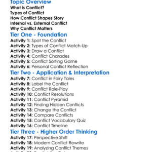Conflict In Literature Worksheet Activity Booklet