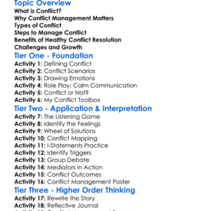 Conflict Management Worksheet Activity Booklet