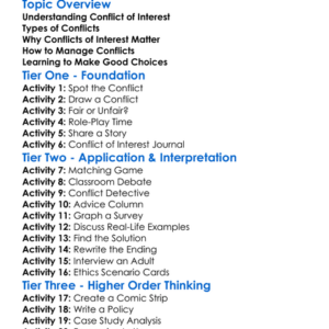 Conflict Of Interest Worksheet Activity Booklet