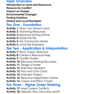 Conflict Over Land And Resources Worksheet Activity Booklet