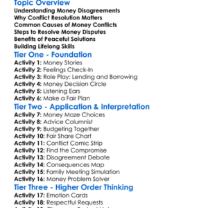 Conflict Resolution About Money Worksheet Activity Booklet