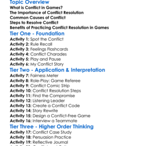 Conflict Resolution In Games Worksheet Activity Booklet