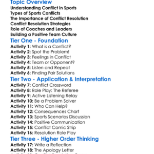 Conflict Resolution In Sports Worksheet Activity Booklet