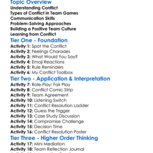 Conflict Resolution In Team Games Worksheet Activity Booklet