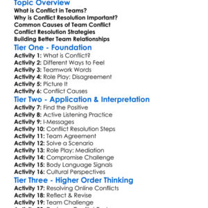 Conflict Resolution In Teams Worksheet Activity Booklet