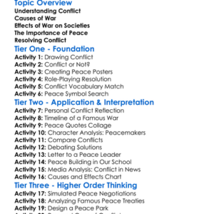 Conflict War And Peace In Societies Worksheet Activity Booklet
