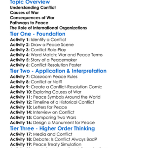 Conflict War And Peace Worksheet Activity Booklet