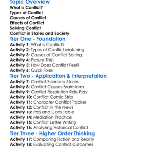 Conflict Worksheet Activity Booklet