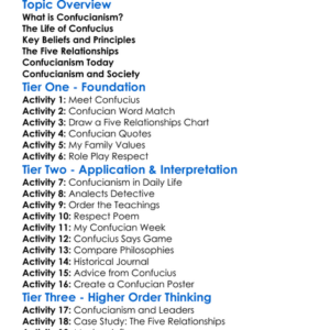 Confucianism Worksheet Activity Booklet