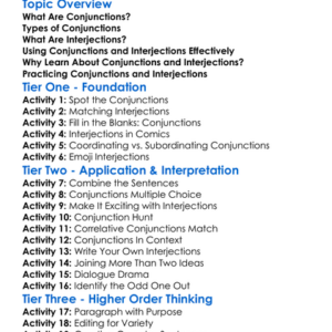 Conjunctions And Interjections Worksheet Activity Booklet