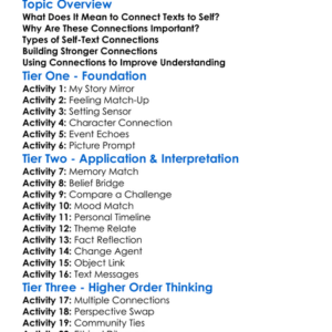 Connecting Texts To Self Worksheet Activity Booklet