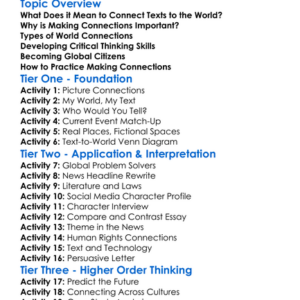 Connecting Texts To World Worksheet Activity Booklet