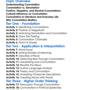 Connotation Worksheet Activity Booklet
