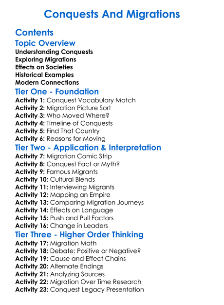 Conquests And Migrations Worksheet Activity Booklet