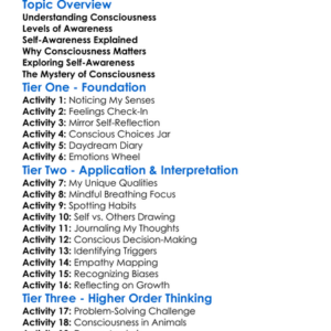Consciousness And Self-Awareness Worksheet Activity Booklet