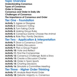 Consensus And Order Worksheet Activity Booklet