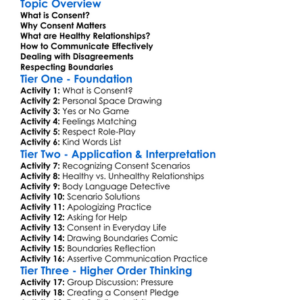 Consent And Healthy Relationships Worksheet Activity Booklet