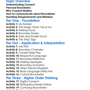 Consent And Personal Boundaries Worksheet Activity Booklet