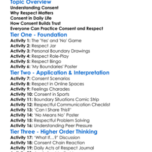 Consent And Respect Worksheet Activity Booklet