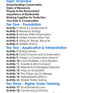 Conservation And Protection Worksheet Activity Booklet