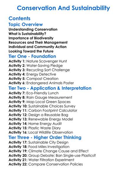 Conservation And Sustainability Worksheet Activity Booklet