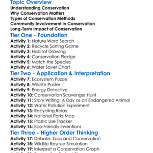 Conservation Efforts Worksheet Activity Booklet