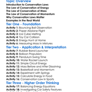 Conservation Laws In Physics Worksheet Activity Booklet