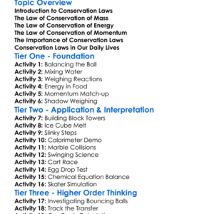 Conservation Laws Worksheet Activity Booklet