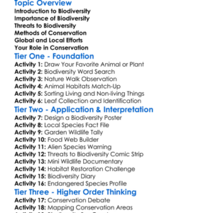 Conservation Of Biodiversity Worksheet Activity Booklet