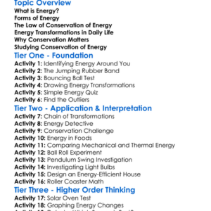 Conservation Of Energy Worksheet Activity Booklet