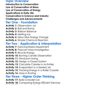 Conservation Of Mass And Energy Worksheet Activity Booklet