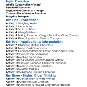 Conservation Of Mass Worksheet Activity Booklet