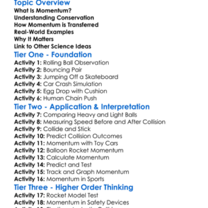 Conservation Of Momentum Worksheet Activity Booklet
