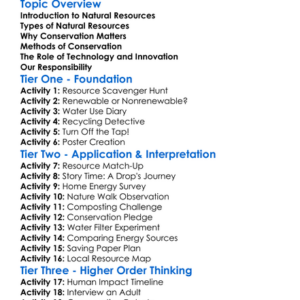 Conservation Of Natural Resources Worksheet Activity Booklet