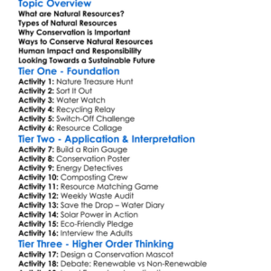 Conservation Of Natural Resources Worksheet Activity Booklet