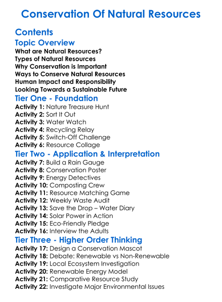 Conservation Of Natural Resources Worksheet Activity Booklet