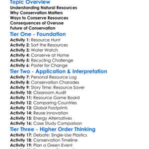 Conservation Of Resources Worksheet Activity Booklet