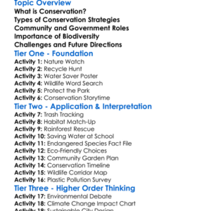 Conservation Strategies Worksheet Activity Booklet