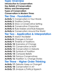 Conservatism Worksheet Activity Booklet