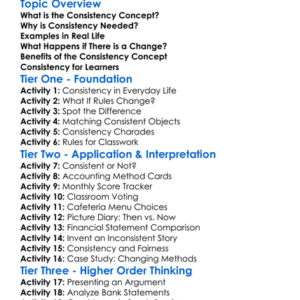 Consistency Concept Worksheet Activity Booklet