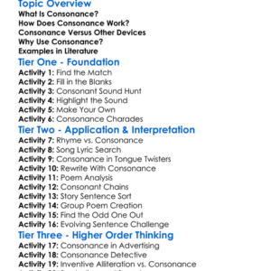 Consonance Worksheet Activity Booklet