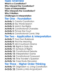 Constitutional Interpretation Worksheet Activity Booklet