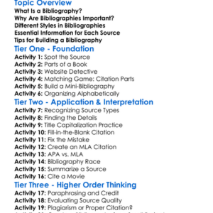 Constructing Bibliographies Worksheet Activity Booklet