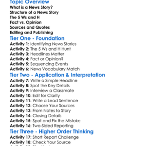 Constructing News Stories Worksheet Activity Booklet