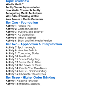 Constructing Reality In Media Worksheet Activity Booklet