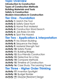 Construction Methods And Safety Worksheet Activity Booklet