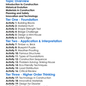 Construction Techniques Worksheet Activity Booklet