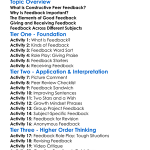 Constructive Peer Feedback Worksheet Activity Booklet