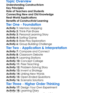 Constructivism Worksheet Activity Booklet